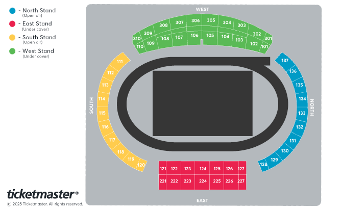 Venue seating chart for UK Athletics Championships for reference only