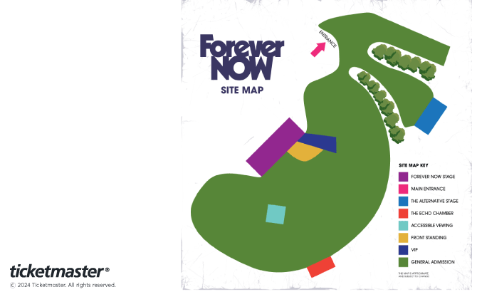 Venue seating chart for Forever Now for reference only
