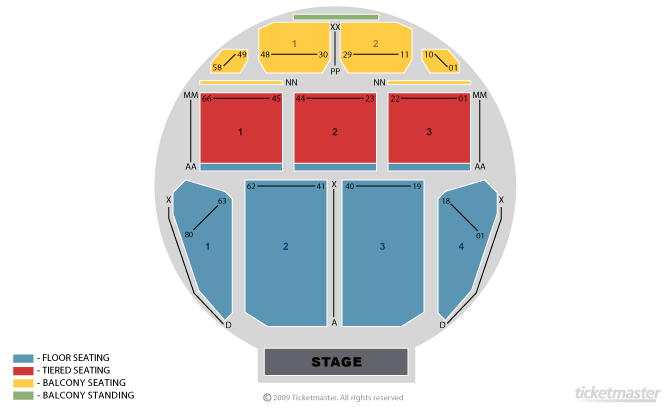 Venue seating chart for John Bishop for reference only
