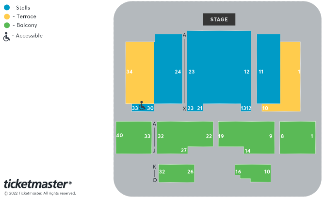 Venue seating chart for Robert Cray Band for reference only